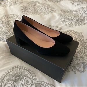 Black J.Crew suede classic block heel pump